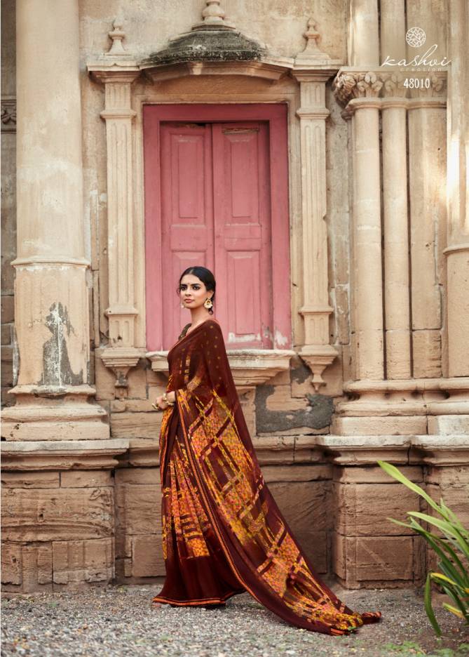 Kashvi Jasleen Fancy Wear Georgette Ethnic Wear Printed Saree Collection